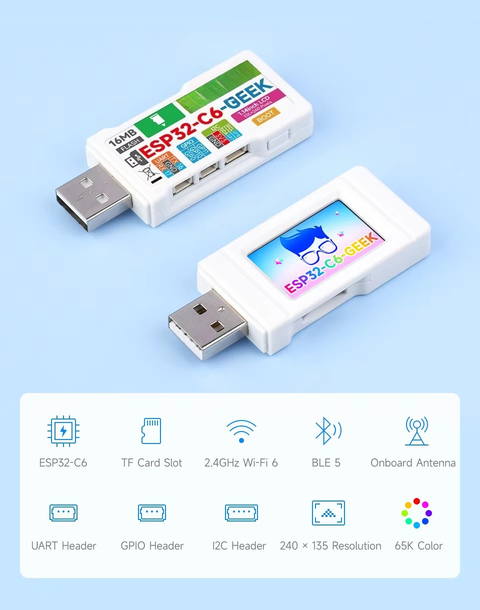 Esp32 C6 - voor de ESP32-C6 GEEK ontwikkelmodule, met