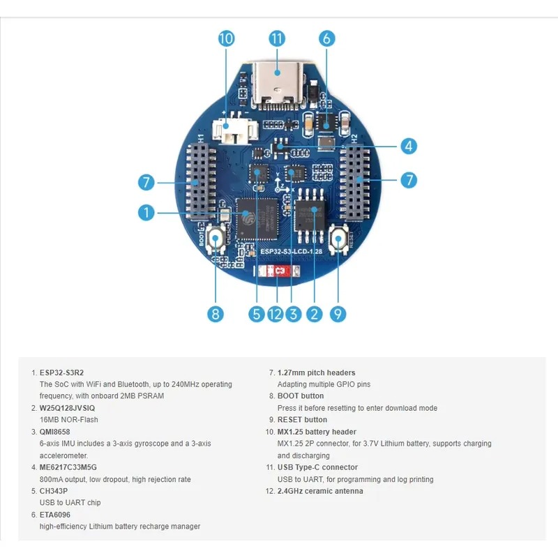 ESP32-S3 LCD ontwikkelbord 1,2 - Esp32 recensie en prijs